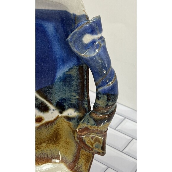 Doe Ridge Pottery Tray Mountain Scene Drip Glaze Signed Modern Artisan Handmade - Picture 2 of 13